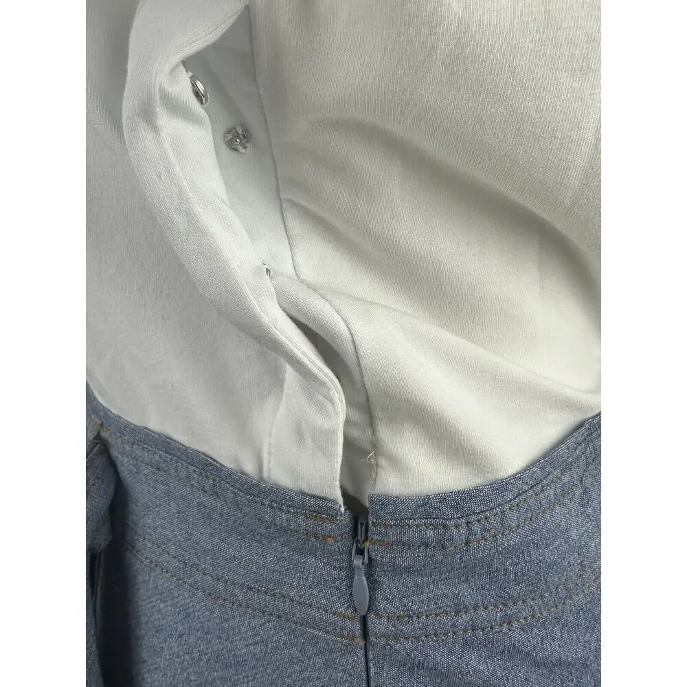 NWT Veronica Beard Chambray Bari T-Shirt Dress Tie Waist Ruffle Women's Large - Picture 13 of 15